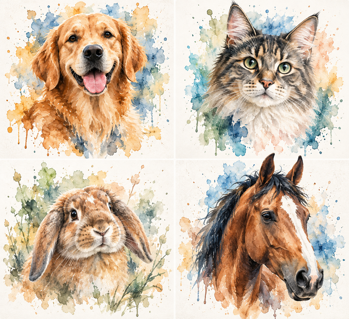 Portrait Personnalisé Chien & Chat - Illustration Unique à partir de votre Photo