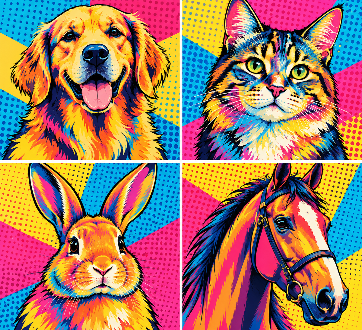 Portrait Personnalisé Chien & Chat - Illustration Unique à partir de votre Photo